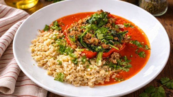 ПУЊЕНЕ ПАПРИКЕ СА ШАМПИЊОНИМА И СПАНАЋЕМ: