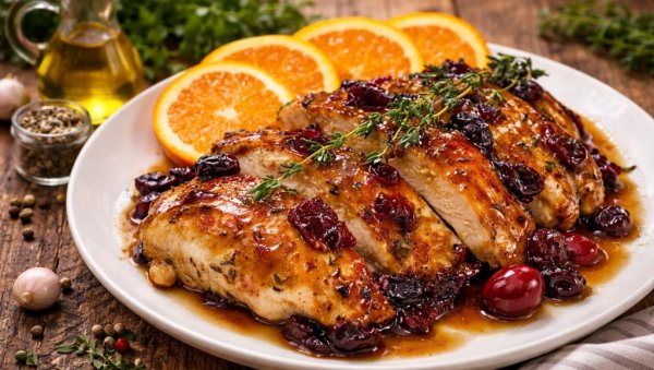 ПИЛЕТИНА СА БРУСНИЦОМ И ПОМОРАНЏОМ: Савршен спој слатког и киселкастог укуса