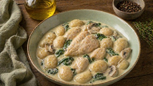 ПИЛЕТИНА СА ЊОКАМА У УМАКУ ОД ШАМПИЊОНА: Кремасто савршенство на тањиру