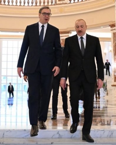 ЗАХВАЛАН САМ АЛИЈЕВУ НА ГОСТОПРИМСТВУ Вучић: Мислим да смо даље унапредили, продубили и отворили нека нова поља сарадње (ФОТО)