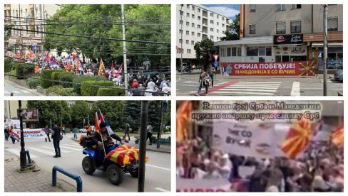 ВЕЛИКИ СКУП ПОДРШКЕ ПРЕДСЕДНИКУ ВУЧИЋУ У КУМАНОВУ: Вијоре се српске тробојке и македонске заставе, пристиже све више људи (ФОТО/ВИДЕО)