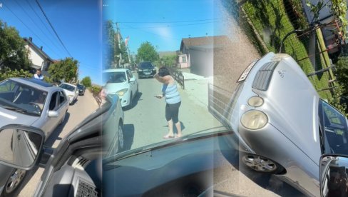 ОВАЈ ВОЗАЧ ИМА ДЕБЕЛЕ ЖИВЦЕ! Жена мерцедесом направила хаос у малој улици (ВИДЕО)