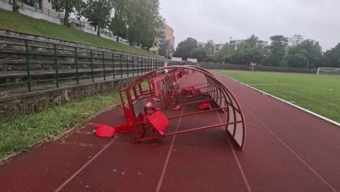 ПОНОВО УНИШТЕН СТАДИОН У ВРШЦУ: Вандали срушили и поломили наткривене столице