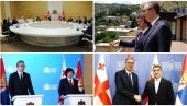 ДРУГИ ДАН ПОСЕТЕ ГРУЗИЈИ Вучић и Кобахидзе се обратили јавности; Председник Србије се уписао у књигу почасних гостију у згради парламента