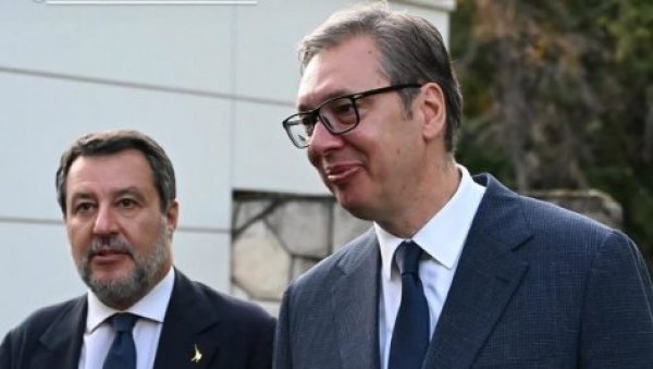 ВУЧИЋ ДОЧЕКАО ИТАЛИЈАНСКОГ МИНИСТРА САЛВИНИЈА: У току састанак две делегације