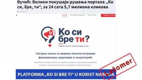 PLATFORMA „KO SI BRE TI“ U KORIST NARODA