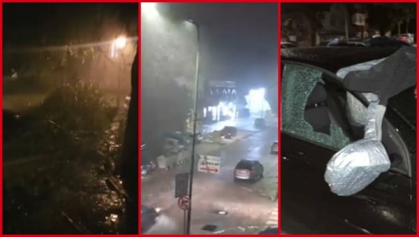 УЛИЦЕ ПОД ВОДОМ, ВЕТАР НОСИО СВЕ ПРЕД СОБОМ: Снажно невреме се сручило на Србију, призори застрашујући (ВИДЕО)