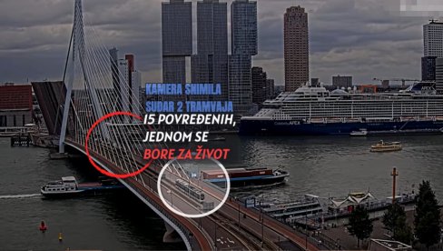 (UZNEMIRUJUĆ SNIMAK) Sudar 2 tramvaja nas mostu - minimum 15 povređenih, jedan kritično! Jedan jurio, drugi stajao - Roterdam to ne pamti