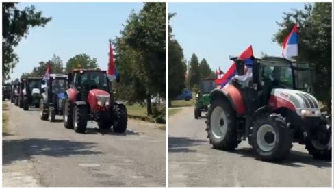 TRAKTORKSA KOLONA OKIĆENA TROBOJKAMA: Bogatić čeka predsednika Vučića (VIDEO)