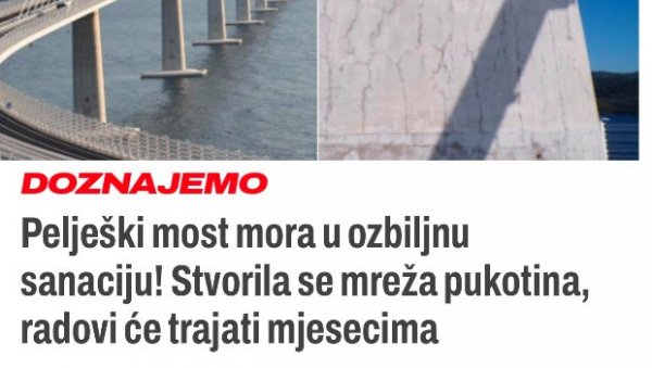 ТАМО СЕ НЕЋЕ ЈАВИТИ БЛОКАДЕРИ ДА УДАРЕ НА ДРЖАВУ: Новом мосту у Хрватској потребна велика санација
