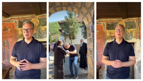 ВУЧИЋ У МАНАСТИРУ СВЕТОГ ЂОРЂА: Сваки пут када уђем у један од наших манастира, осетим мир, снагу и вековно трајање Србије (ВИДЕО)