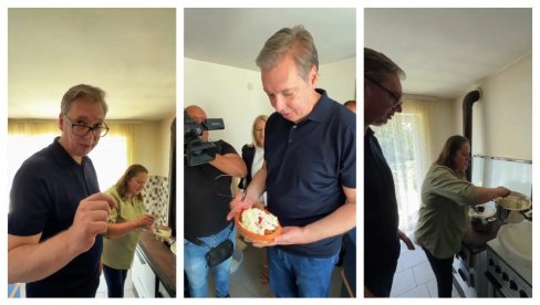 NAJVIŠE ME JE OBRADOVALO TO ŠTO DECA POMAŽU Vučić kod porodice Nikolić u selu Gorčince: Upravo tako se čuva tradicija